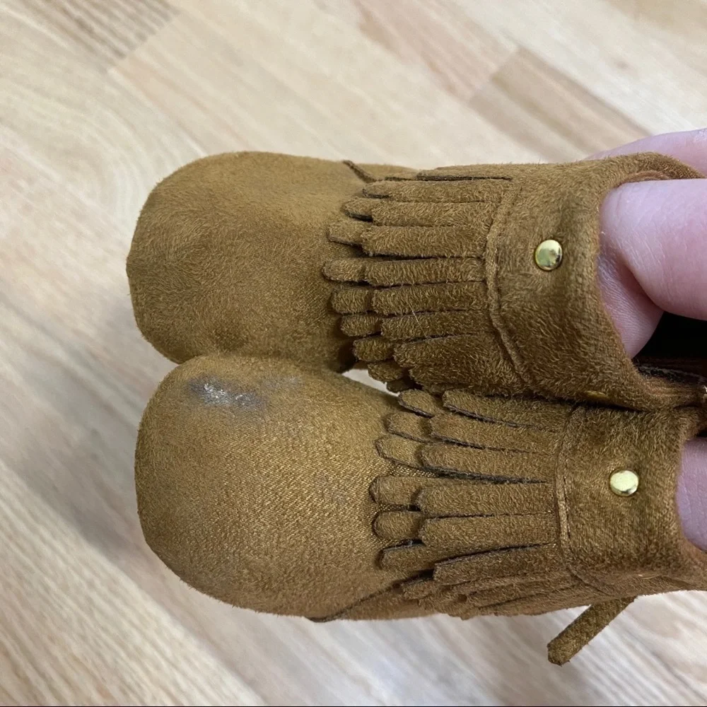 Stepping Stones Brown Fringe Moccasins 3-6 mos